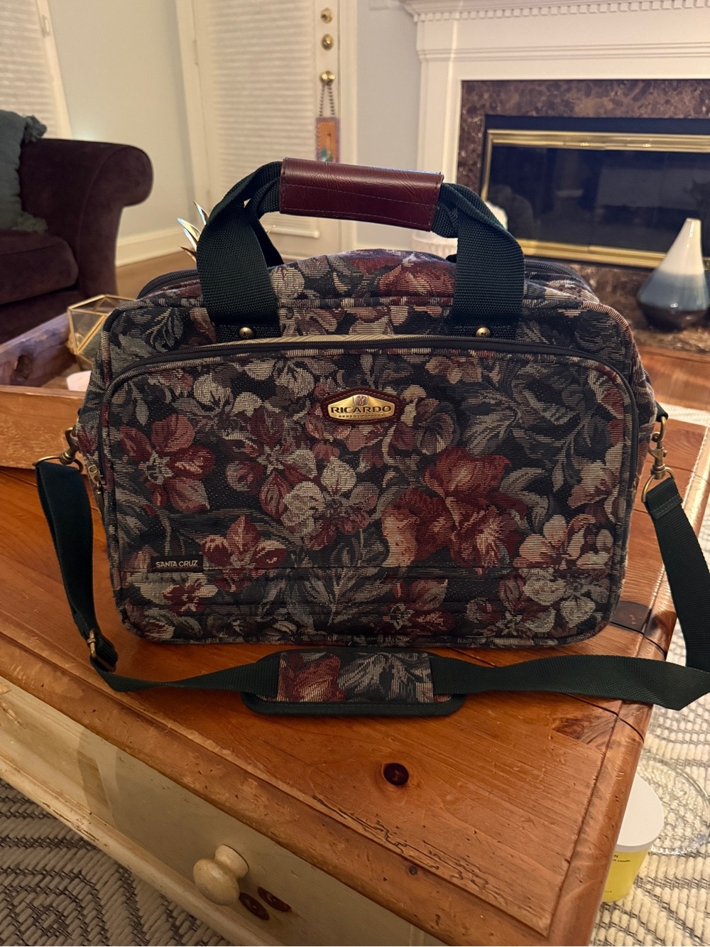 Ricardo Beverly Hills "Santa Cruz" Floral Tapestry Carry-On Bag. Vintage